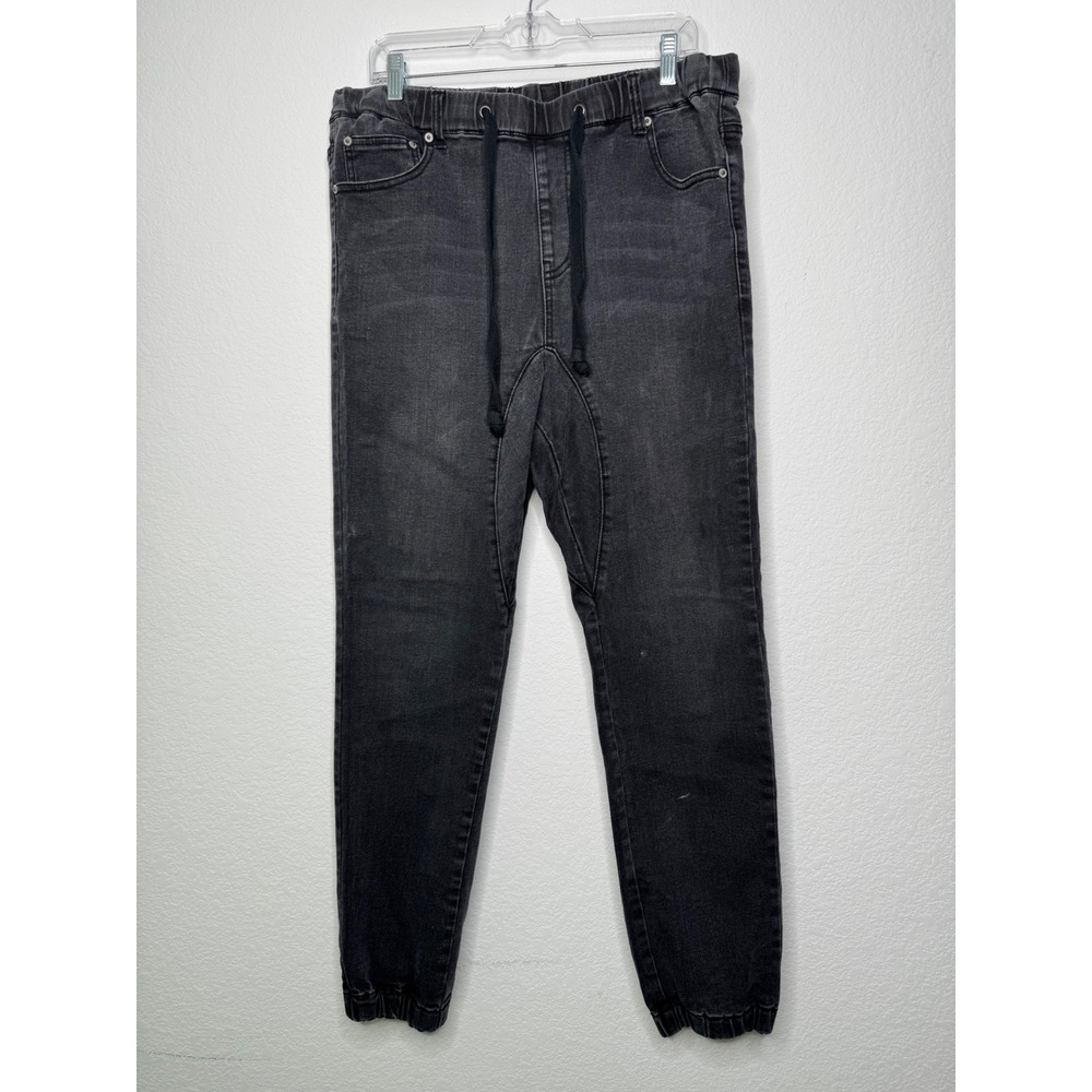 Victorious Los Angeles Mens XL Denim Joggers Faded Black Elastic‎ Waist Pants